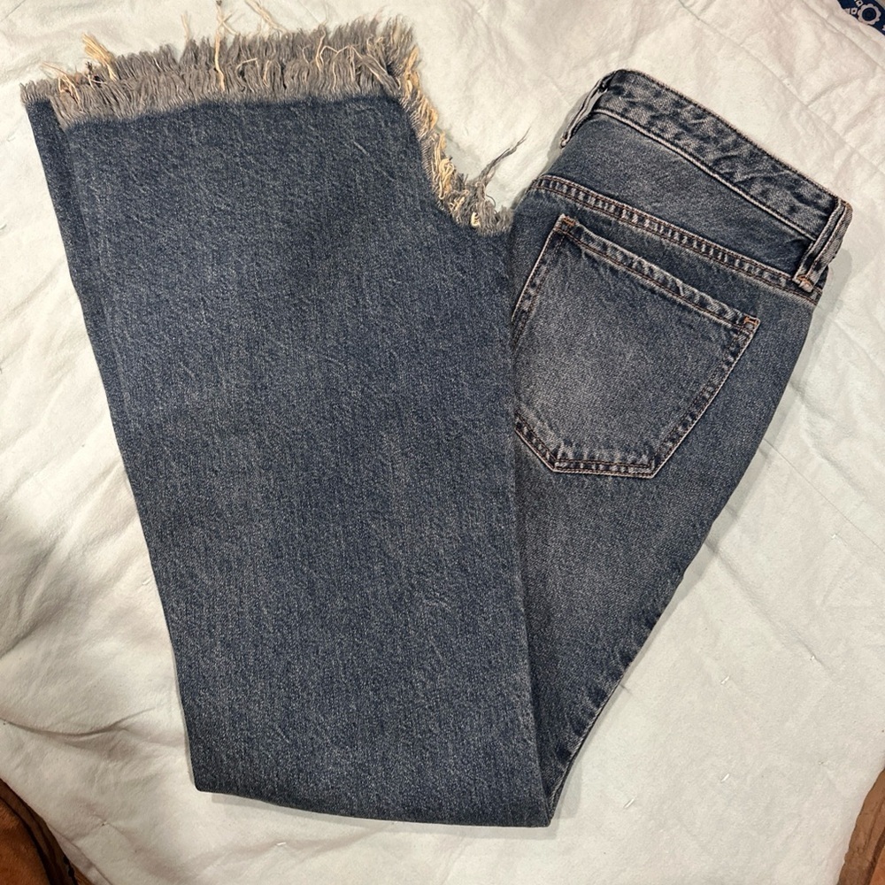 WE THE FREE WOMENS JEANS 28 WIDE LEG DISTRESS BLUE - Picture 4 of 10